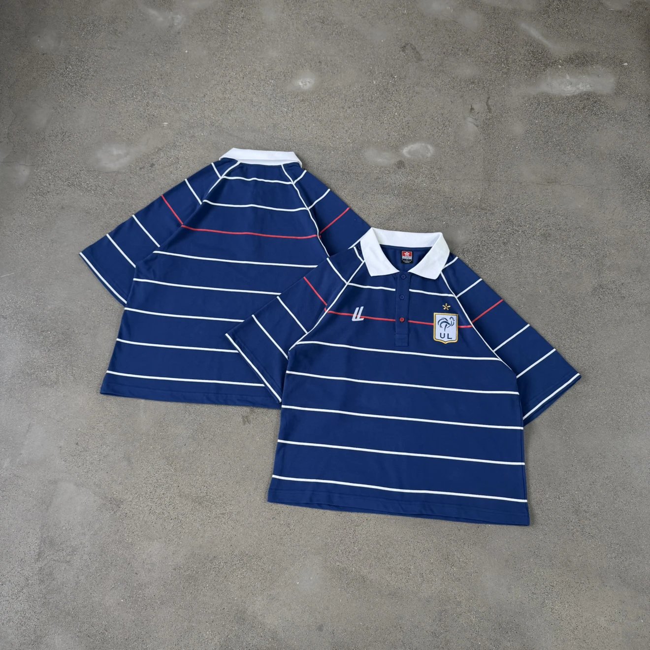 TL - Blue striped polo short-sleeve shirt
