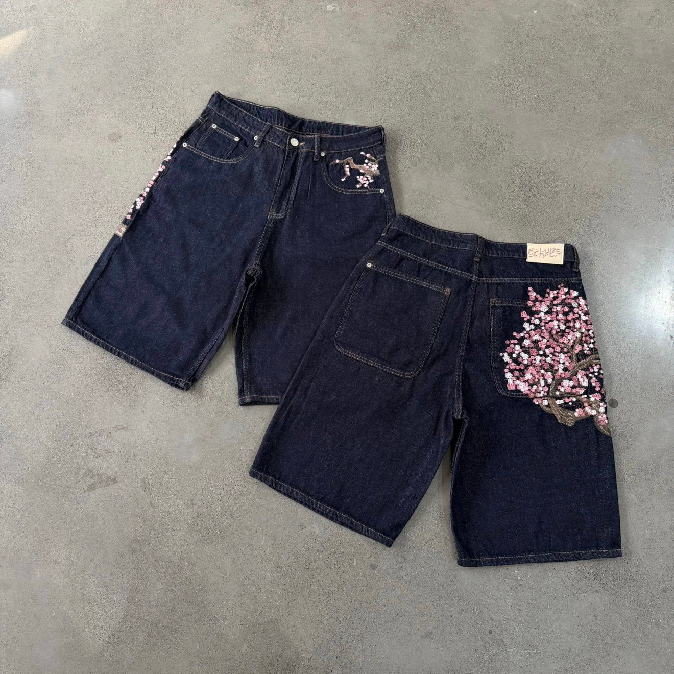 DS navy denim shorts Sakura