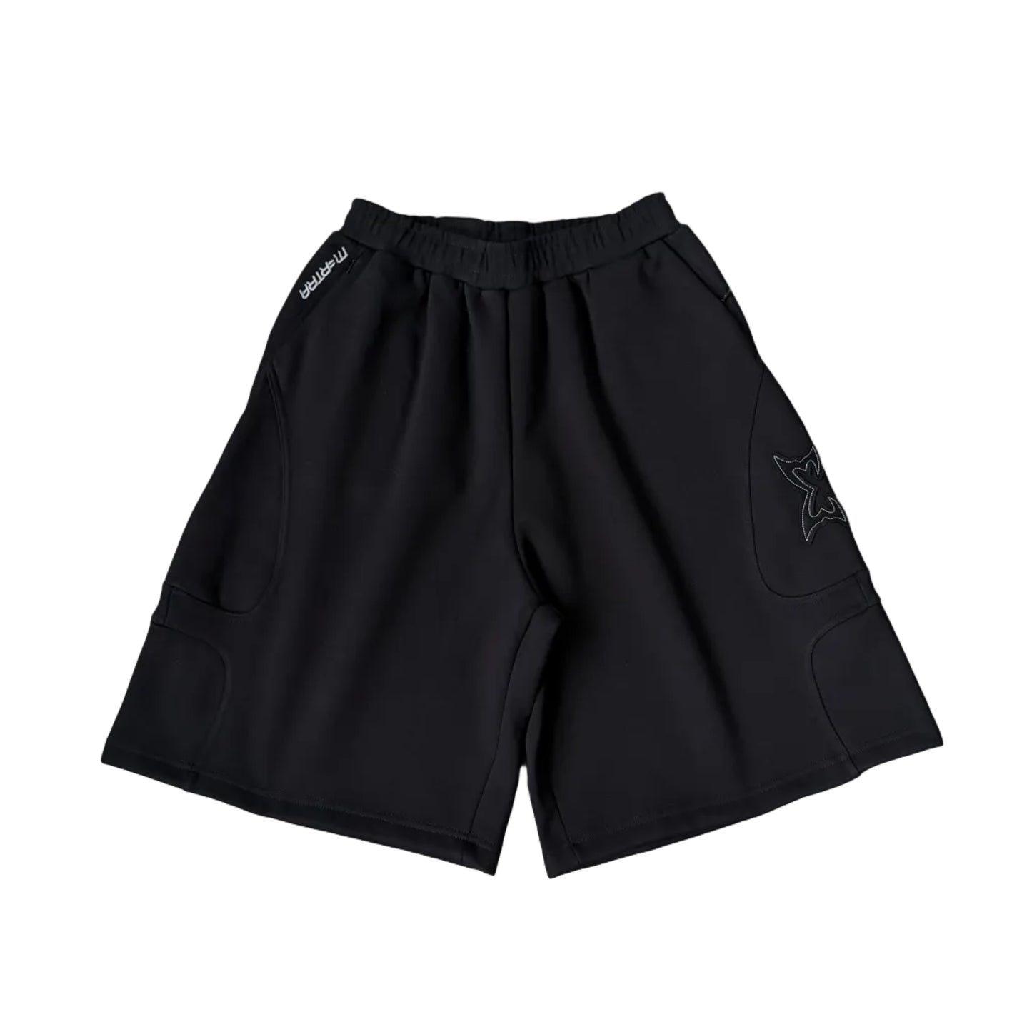 Split Panel Tracksuit Shorts (Black)