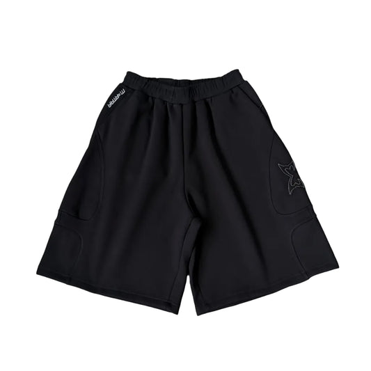 Split Panel Tracksuit Shorts (Black)