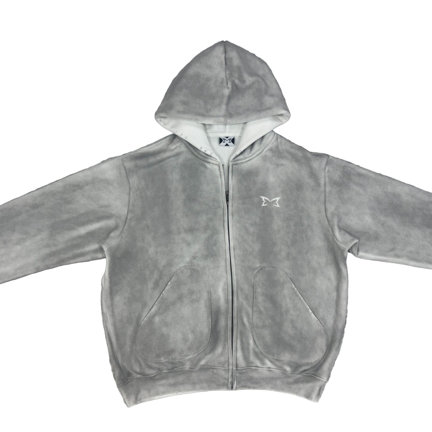 Light Grey Silk Zip-up Jacket