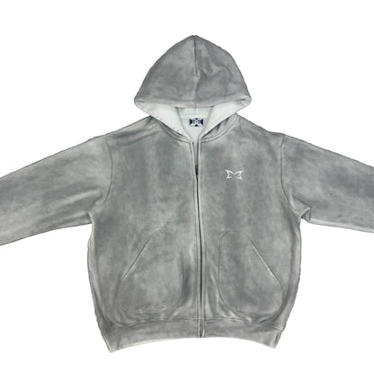 Light Grey Silk Zip-up Jacket