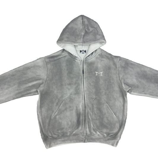 Light Grey Silk Zip-up Jacket