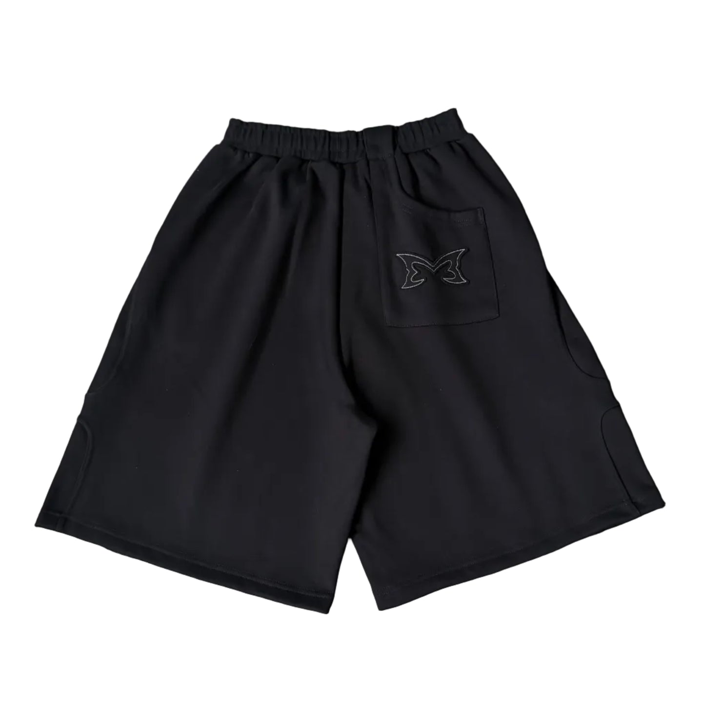 Split Panel Tracksuit Shorts (Black)