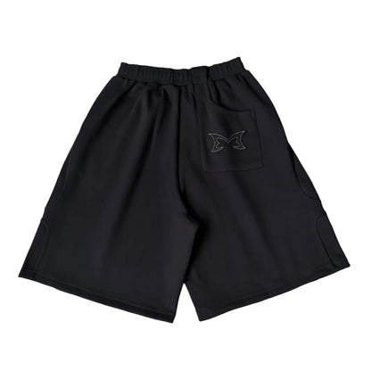 Split Panel Tracksuit Shorts (Black)