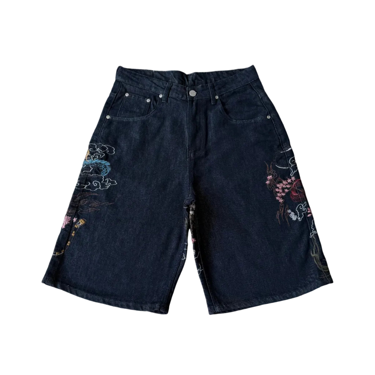 "yakuza" indigo raw Jorts 04