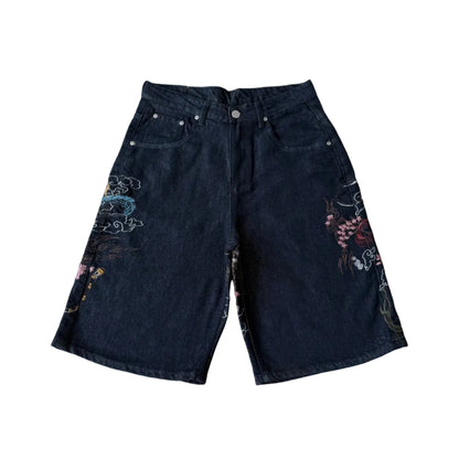 "yakuza" indigo raw Jorts 04