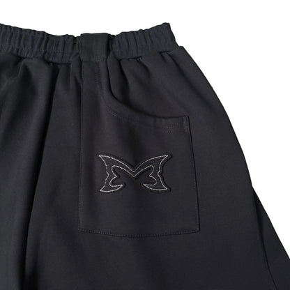 Split Panel Tracksuit Shorts (Black)