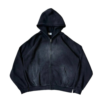 Vintage Dark Wash Zip (Black)