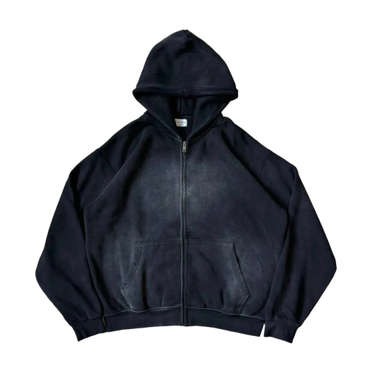 Vintage Dark Wash Zip (Black)