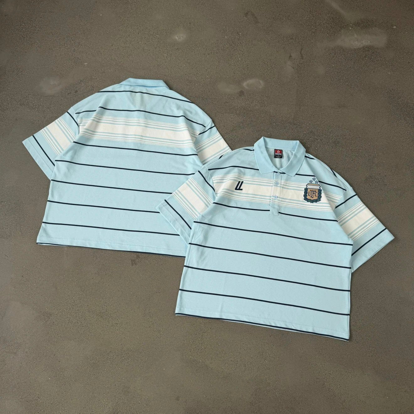 TL - Ice Blue Striped Polo Short Sleeve